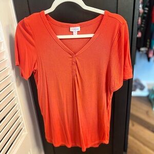 LuLaRoe Red Fitted Ruched T-Shirt